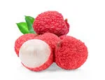 one peeled and group of Litchi in white background image
