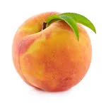 peach with leaf in white background