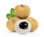 $fruits of Longan in which ones is peeled showing its seed in a white background image