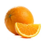 one half sliced orange in white background