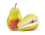 sliced with whole pear in white background