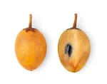 half sliced with one full sapota in white background