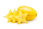 Star fruit with sliced into three piece in white background image