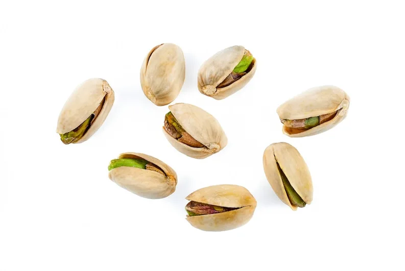 Pistachios in White background