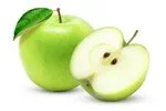 half sliced green apple with whole one in white background