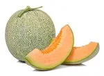whole honeydew melon with two small piece's in white background
