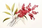 red elderberry with branches and leaves in white background
