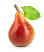 red pear image in white background